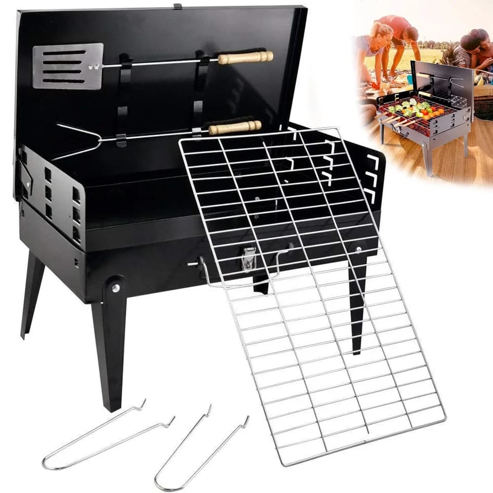 Składany przenośny grill węglowy na kemping 🔥
